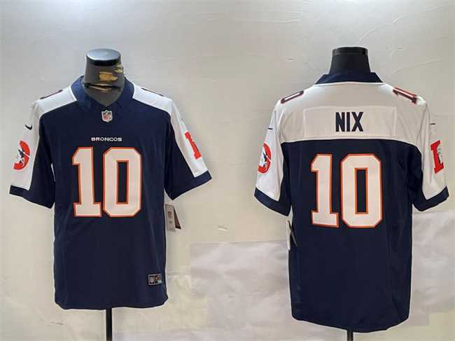 Men%27s Denver Broncos #10 Bo Nix Navy 2024 F.U.S.E. V2 Throwback Vapor Limited Alternate Stitched Football Jersey->detroit lions->NFL Jersey